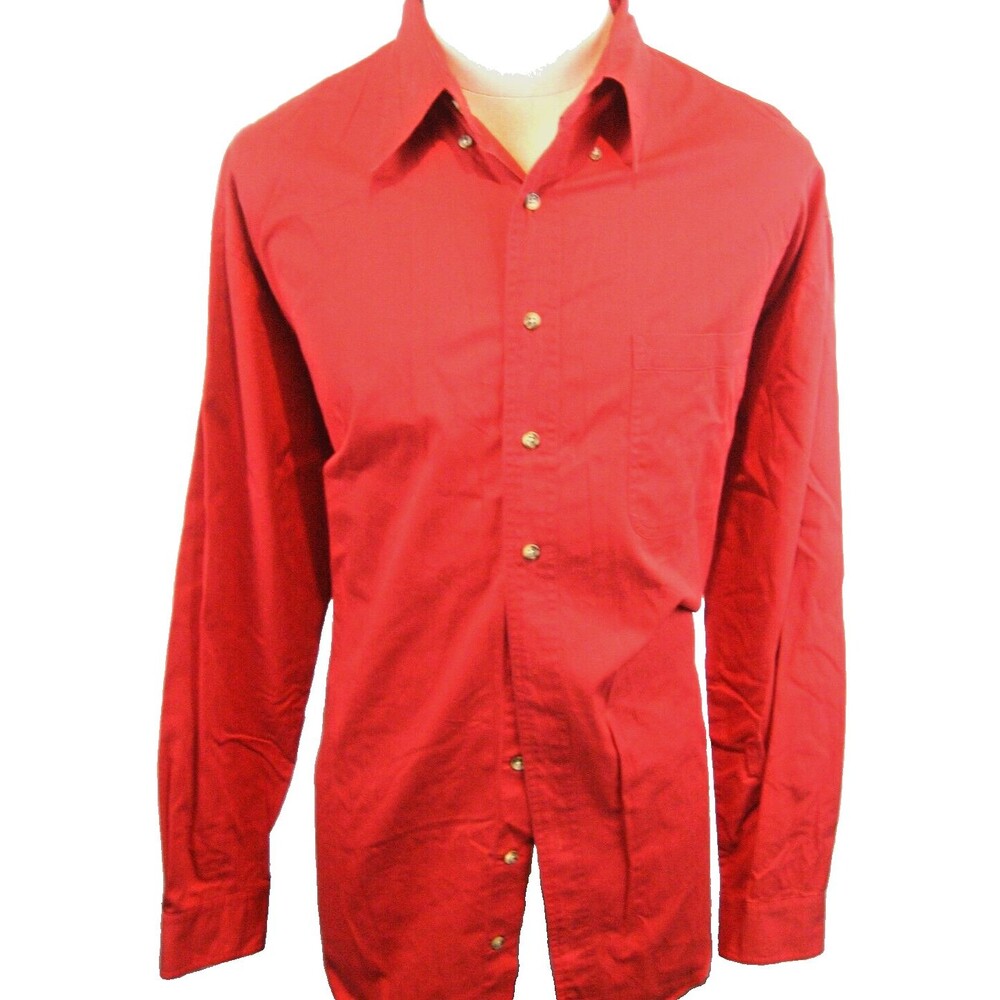 Mens Saddlebred Red Cotton Button Down Oxford Dress Shirt sz XL-Tall